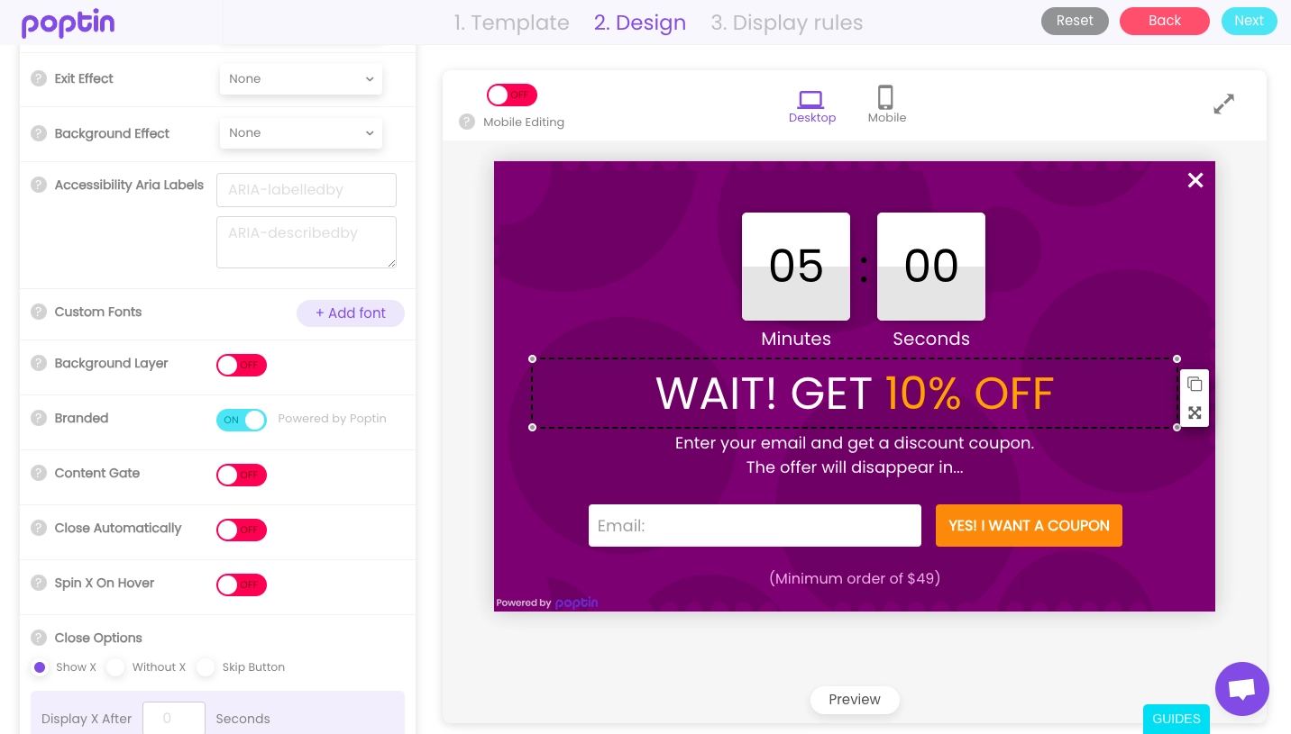 pop up conversion optimization tool