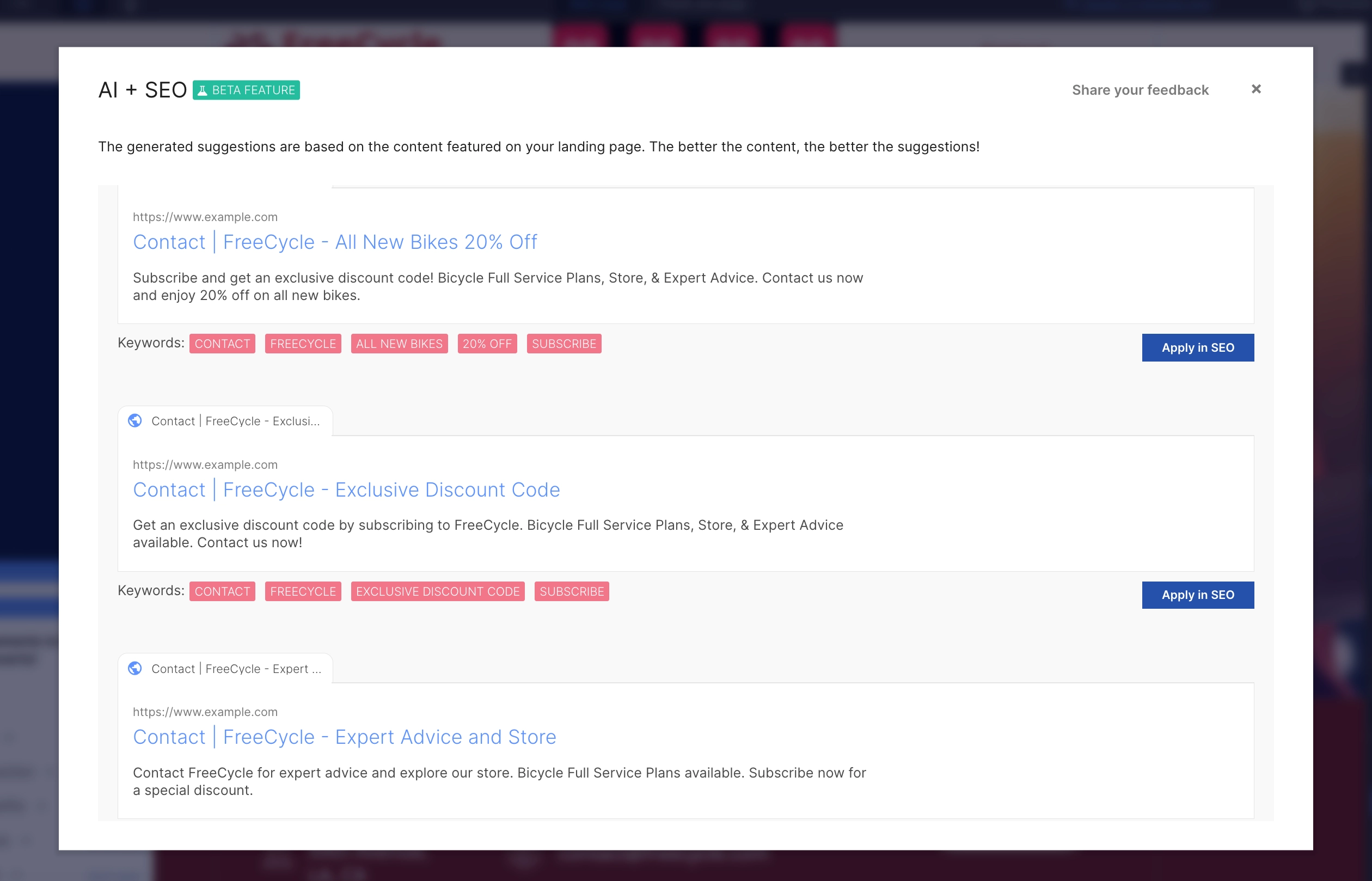 AI SEO generation to make a high converting landing page