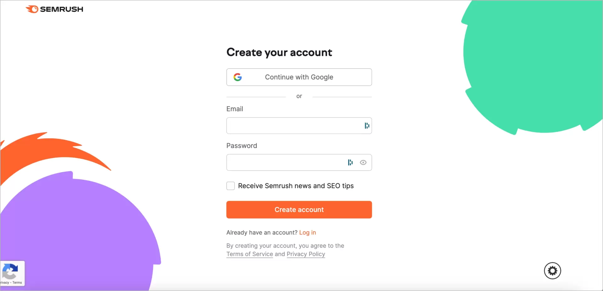 sign up landing page without hero image