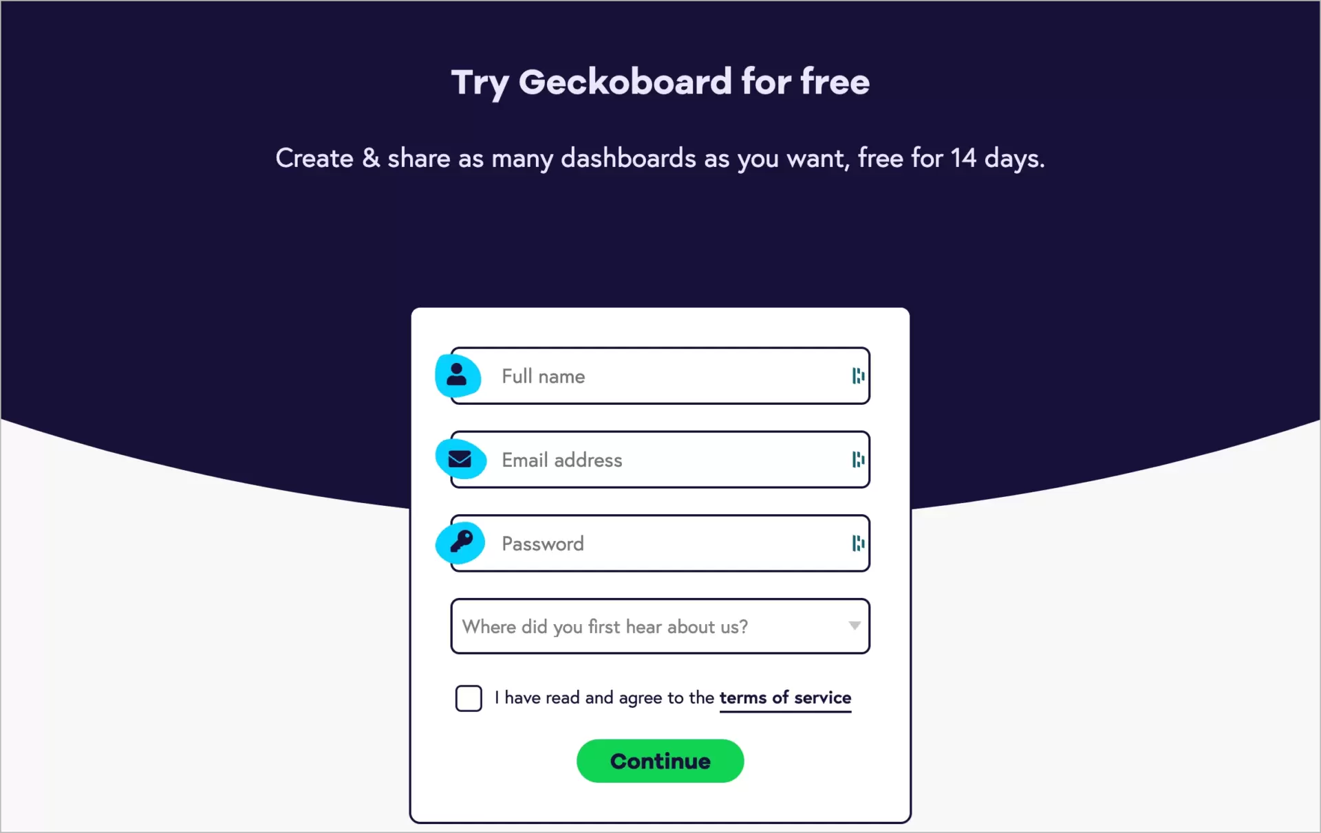 signup landing page form