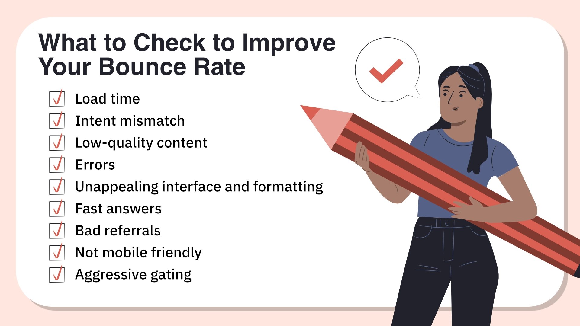 List of what to check to improve bounce rate