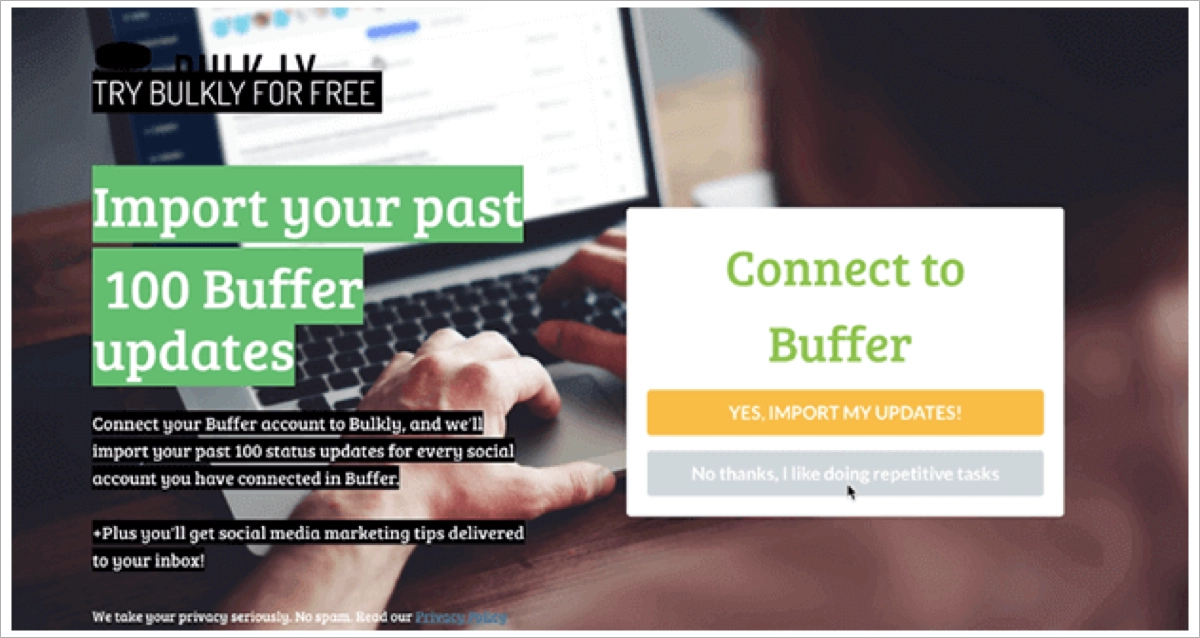 online yes/no form – SaaS company