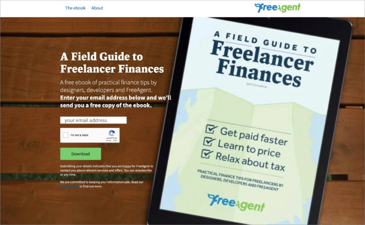 free ebook landing page design