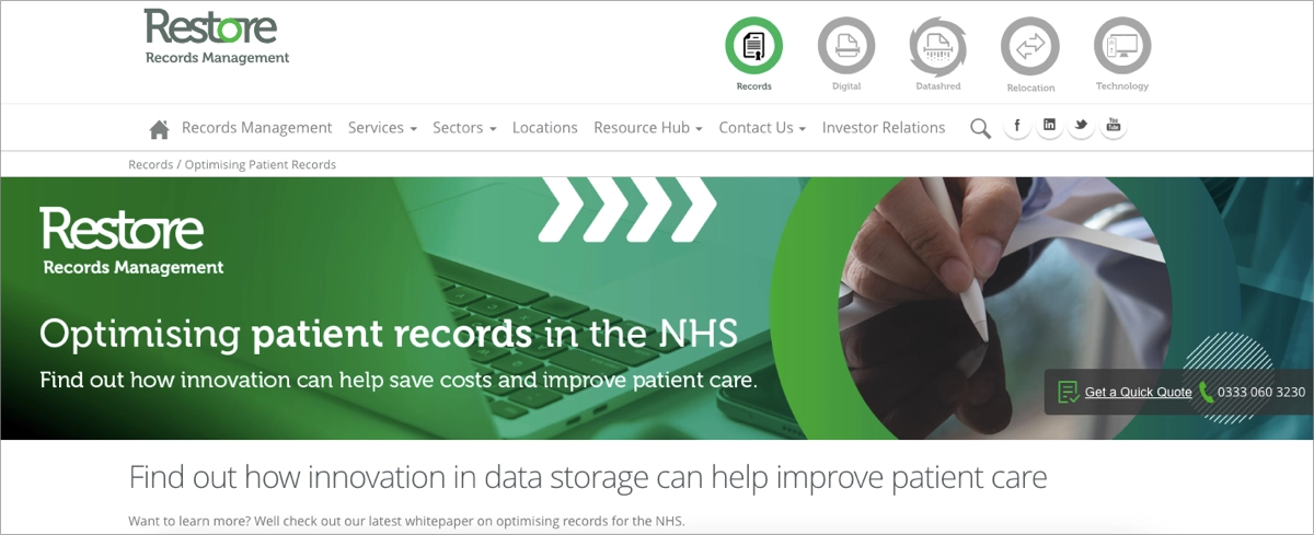 landing page for download example