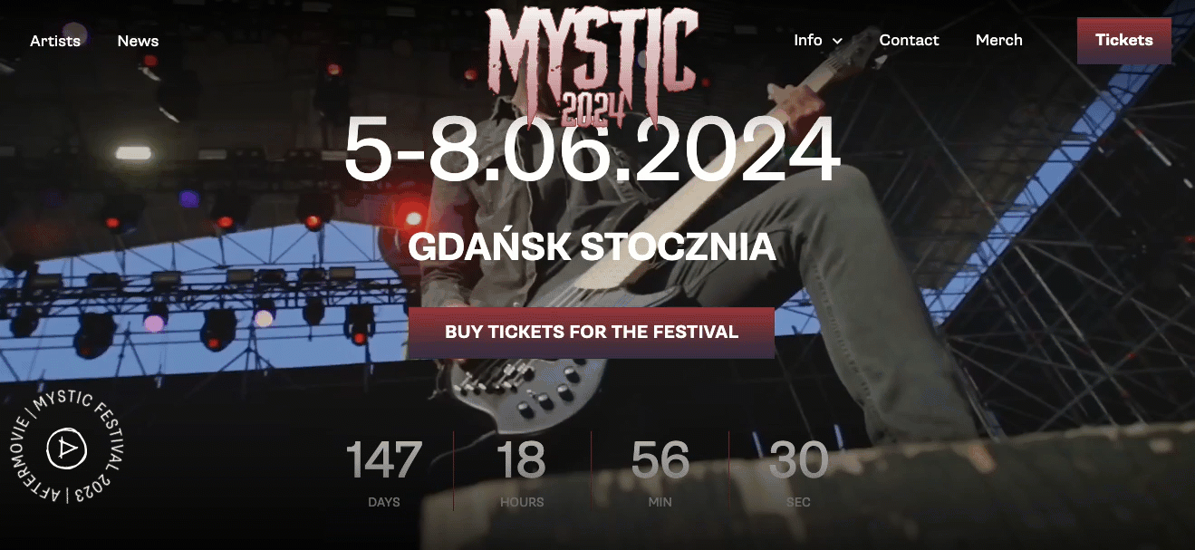 Event Landing Pages – festival example