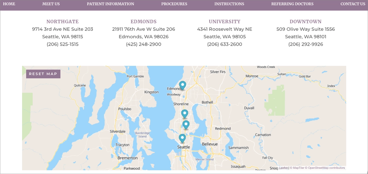 Przykład mapy na stronie gabinetu stomatologicznego
