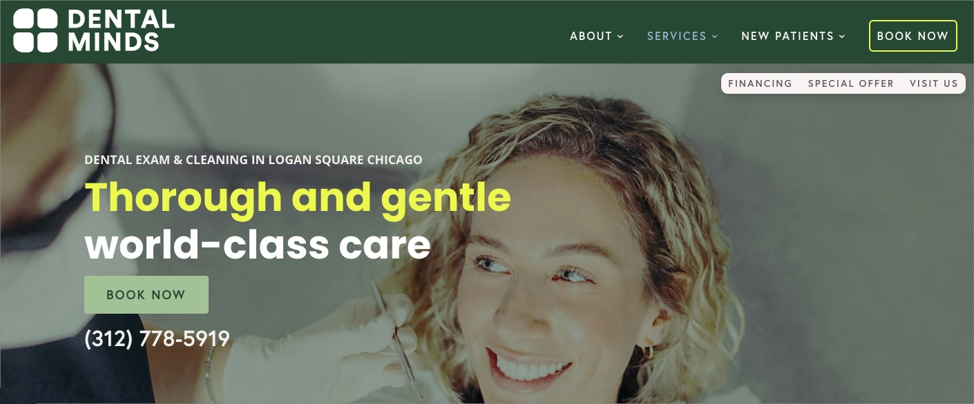 Dental Minds – Dental Exam & Cleaning Landing Page