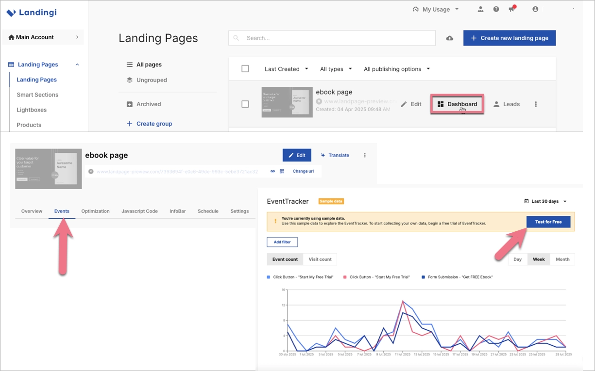 EventTracker for effortless landing page performance tracking