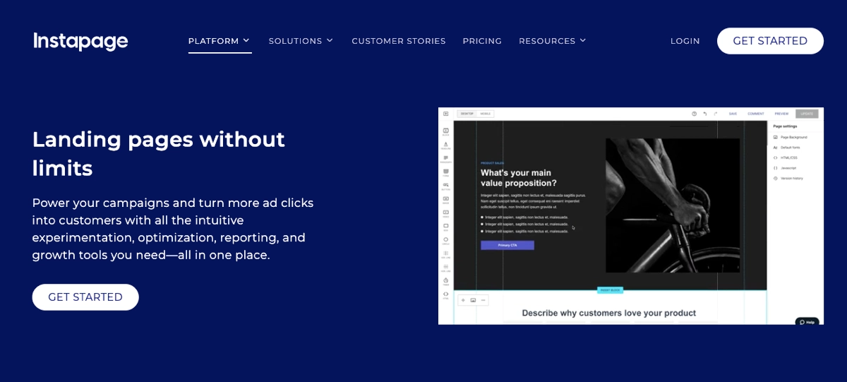 Instapage landing page creator