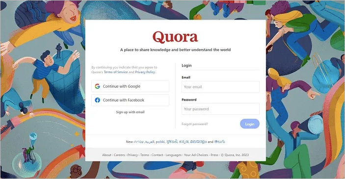 sign up landing page example