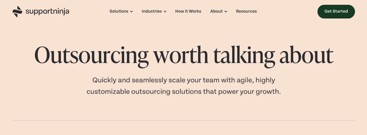 service landing page example by supportninja