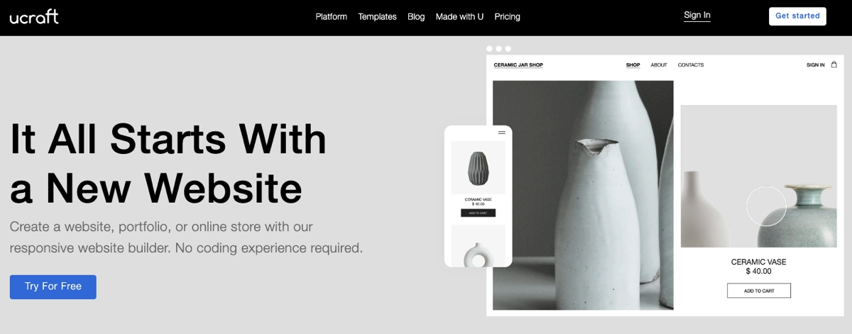 landing page platform ucraft