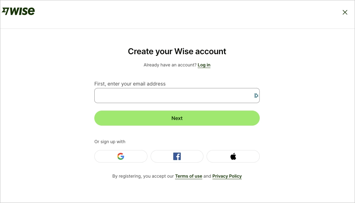 sign up landing page example