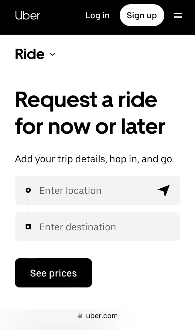 mobile landing page example