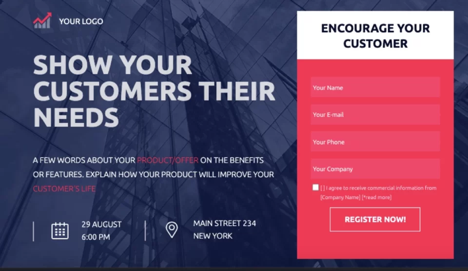 Event landing page template