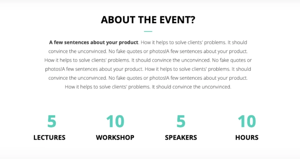 Event landing page template