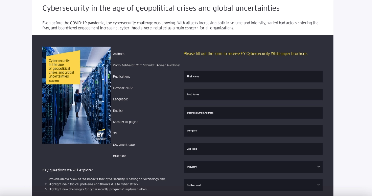 branded white paper download page