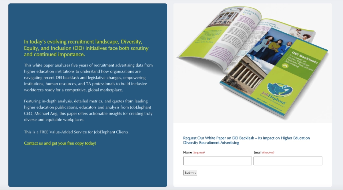 home page with white paper download section