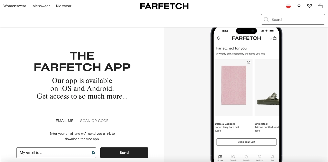 download app landing page