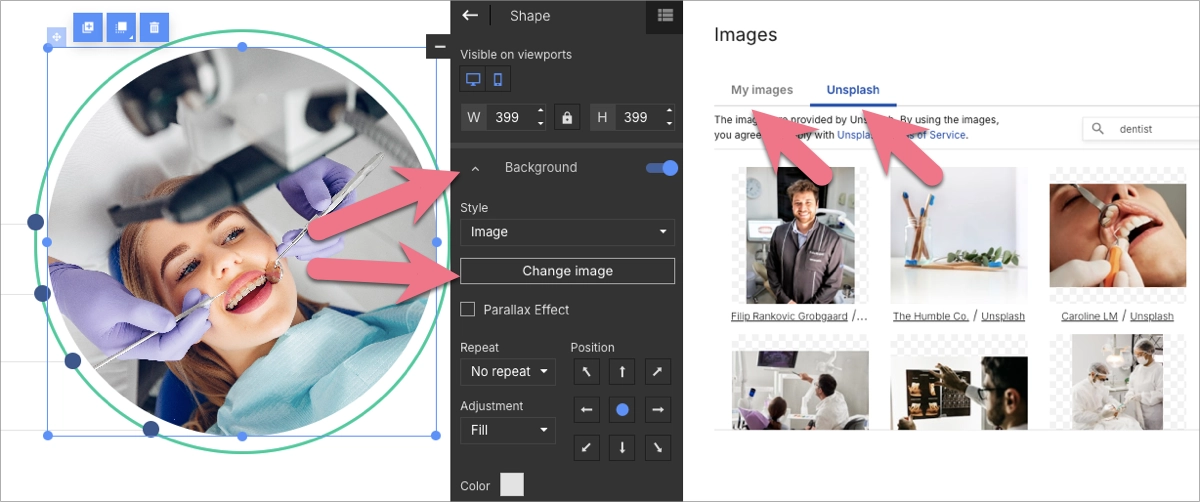 adding visuals to a dentist landing page