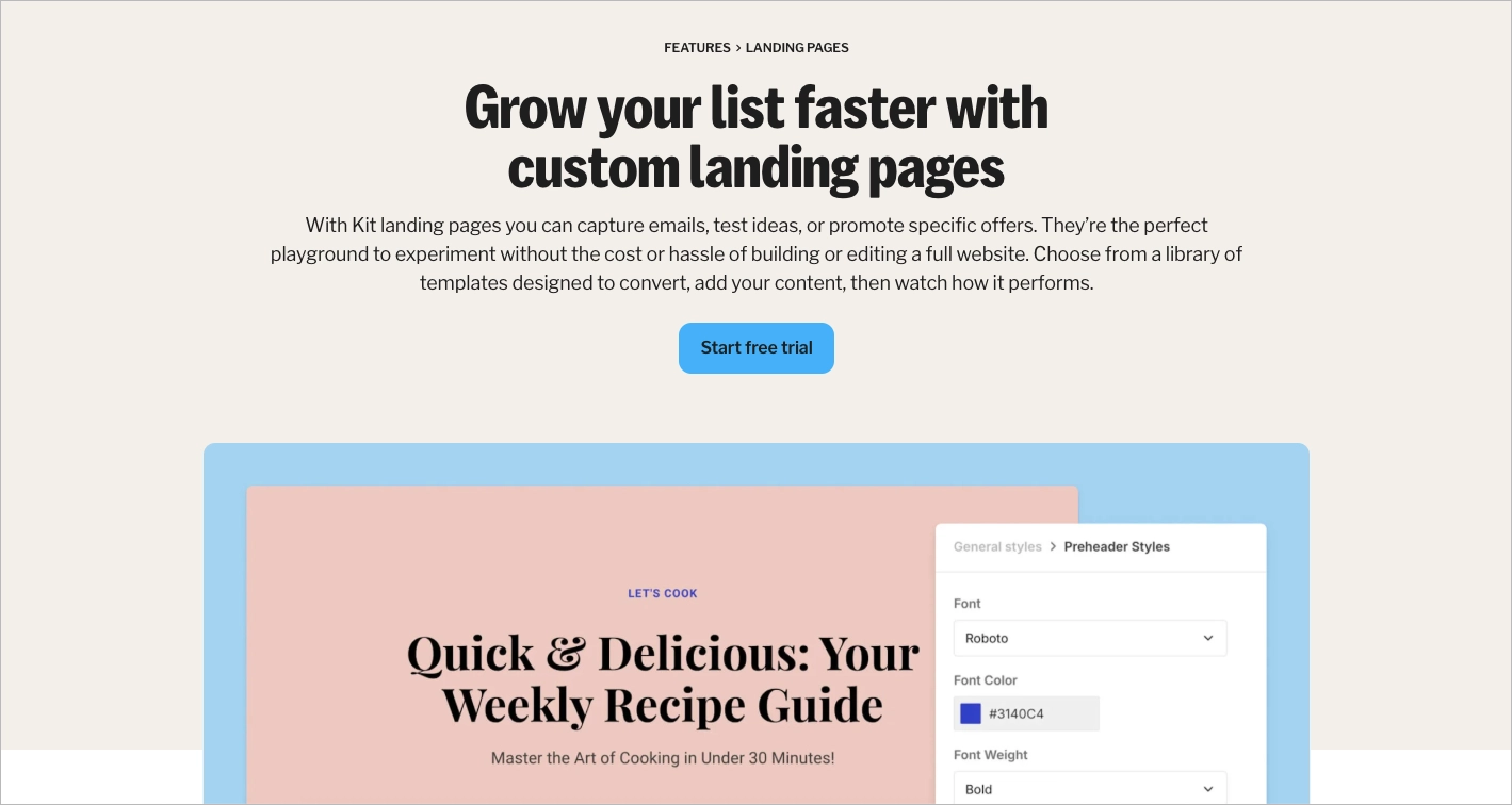 Kit landing page builder