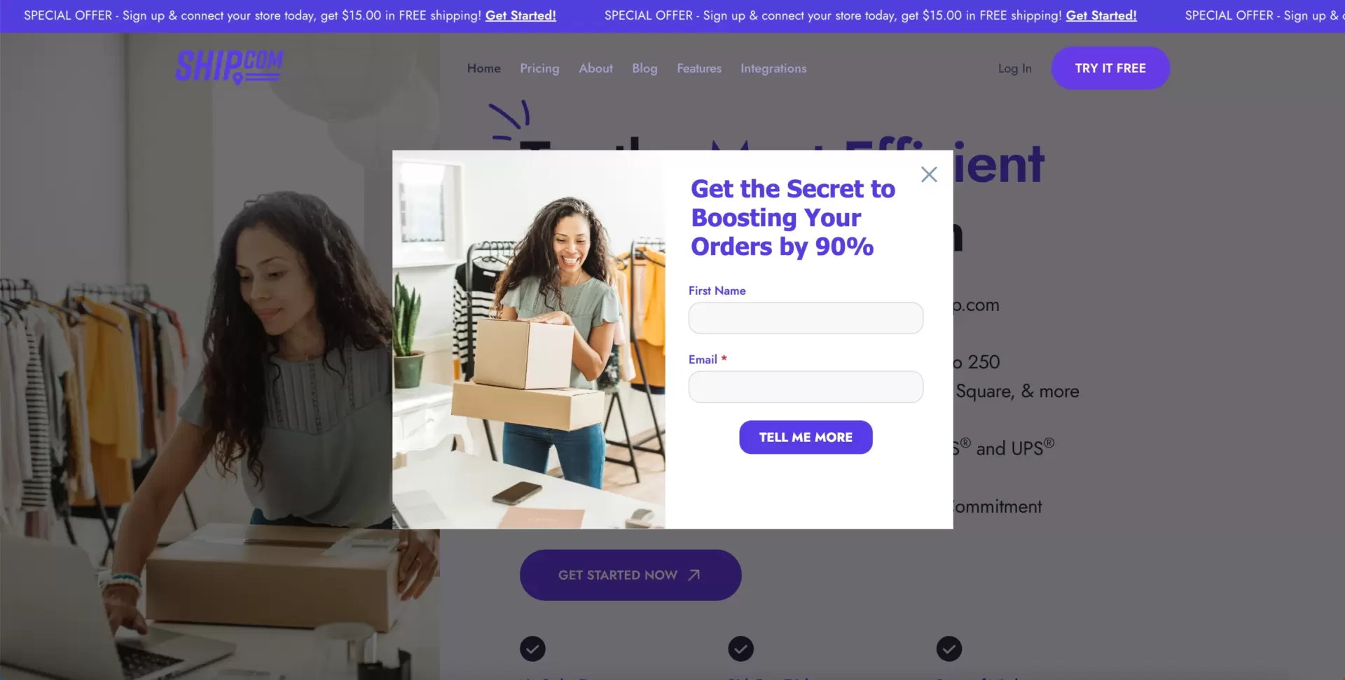 formulário de captura de leads em uma janela pop-up em landing page