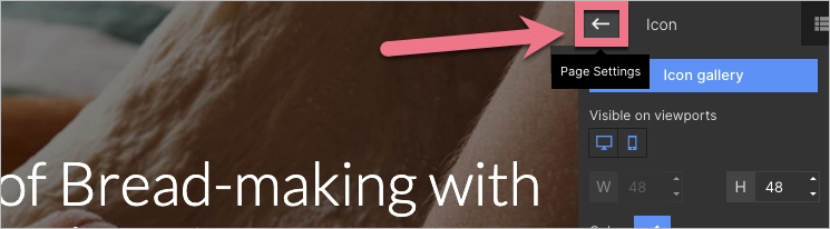 In the upper-right corner, click an arrow to go back to Page Settings in Landingi editor
