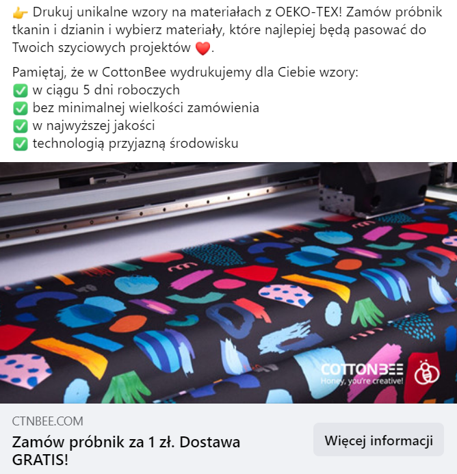 CottonBee Facebook Ad