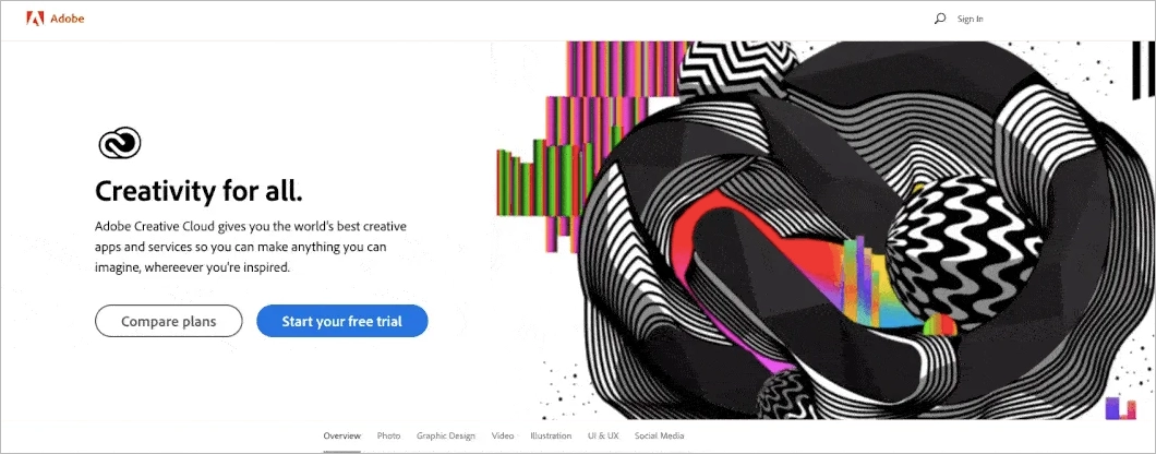 click-through landing page example