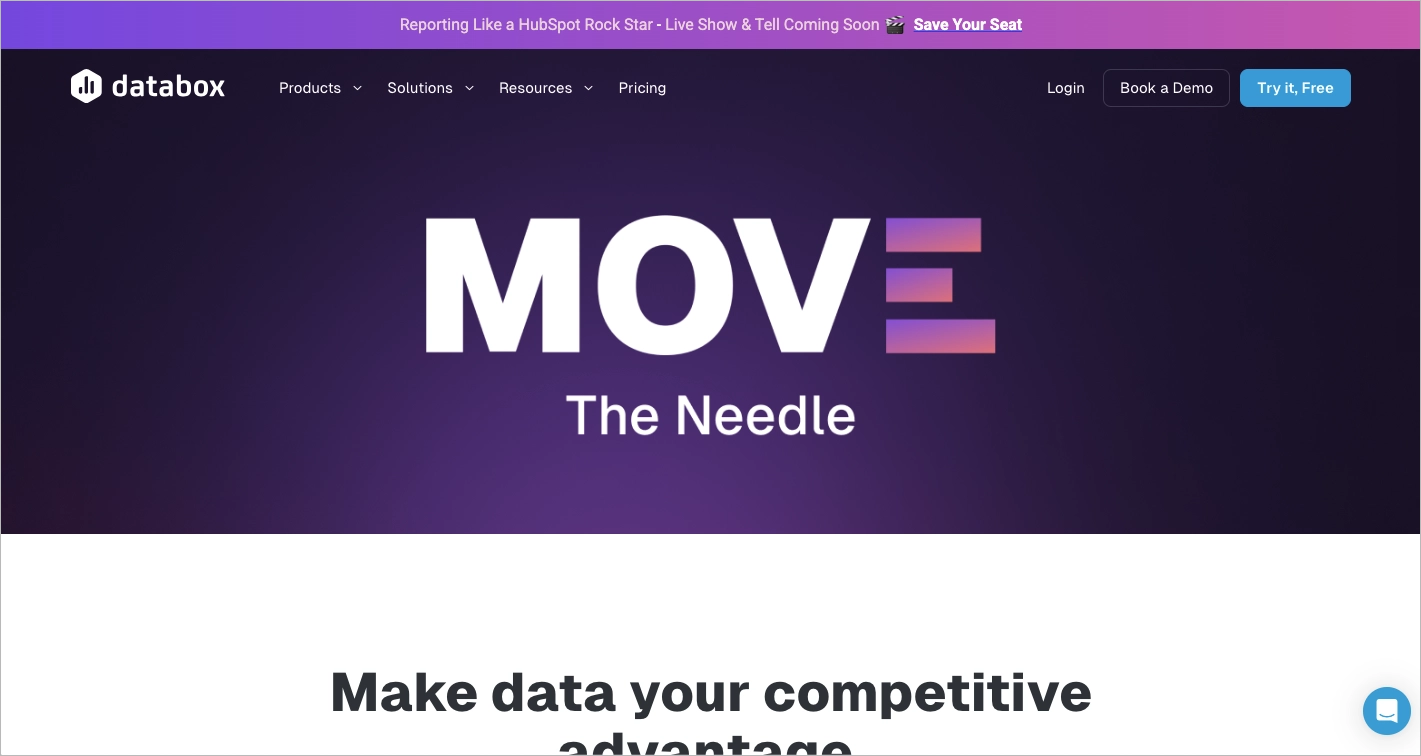 Newsletter landing page example by Databox