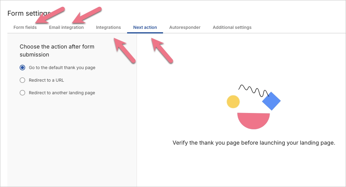 Form settings window