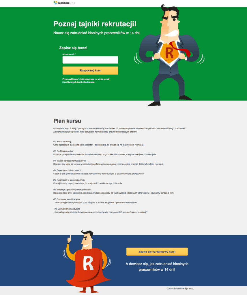 przykłady landing page