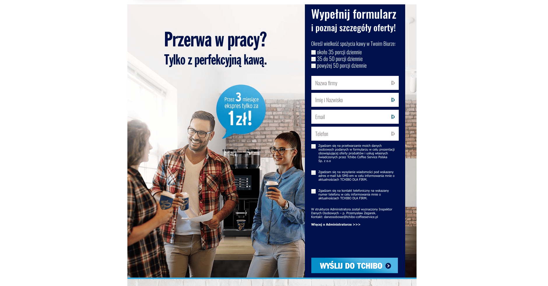 Tchibo strona docelowa