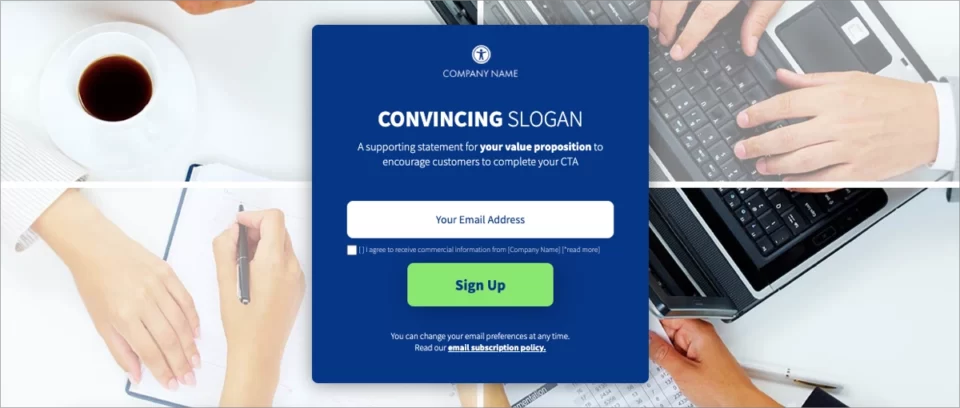 newsletter landing page template