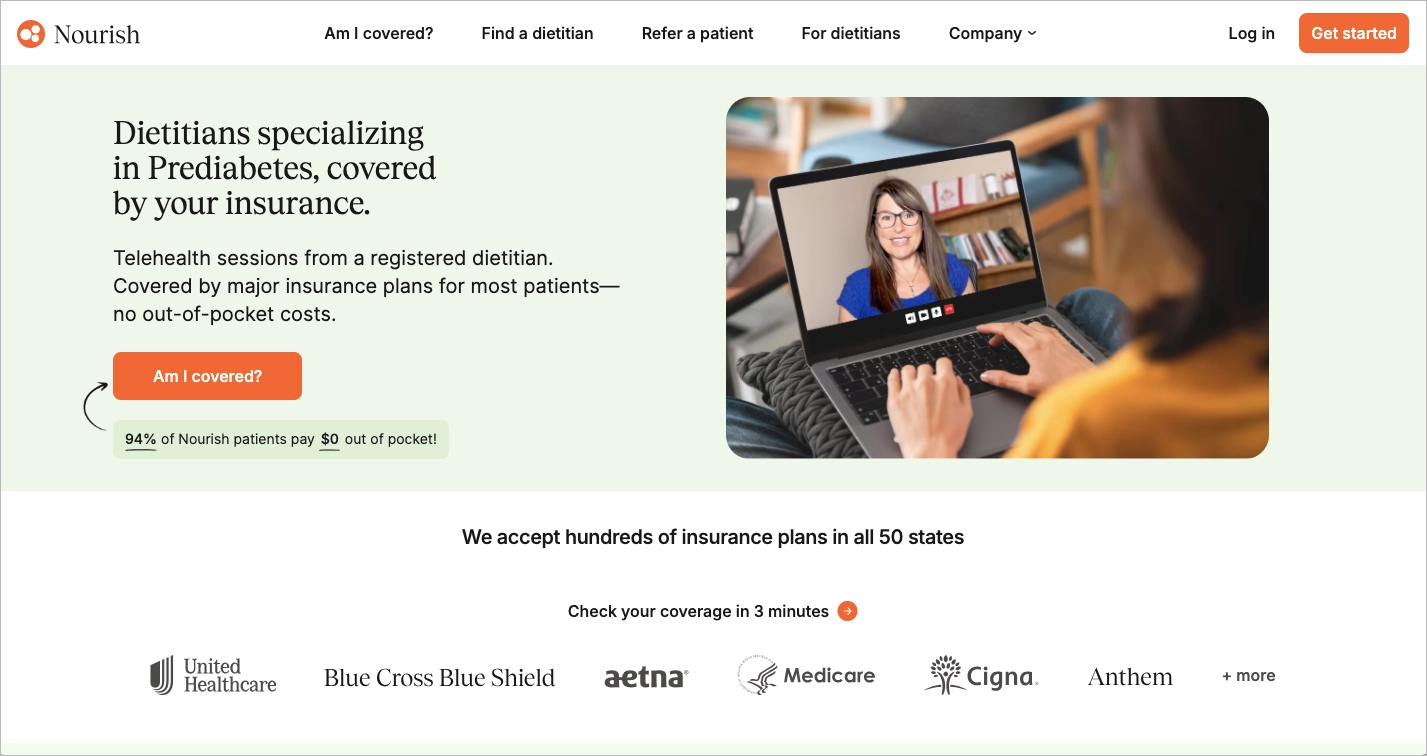Nourish landing page