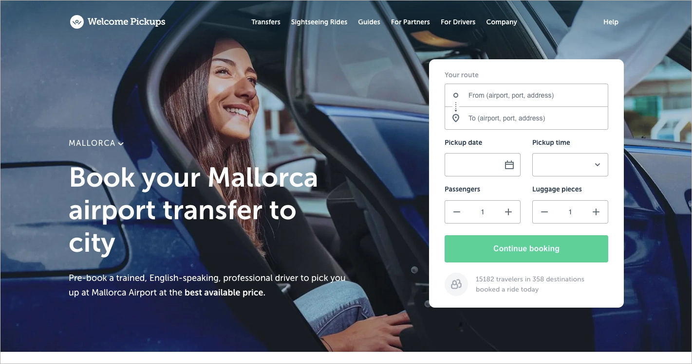 Pick up service landing page