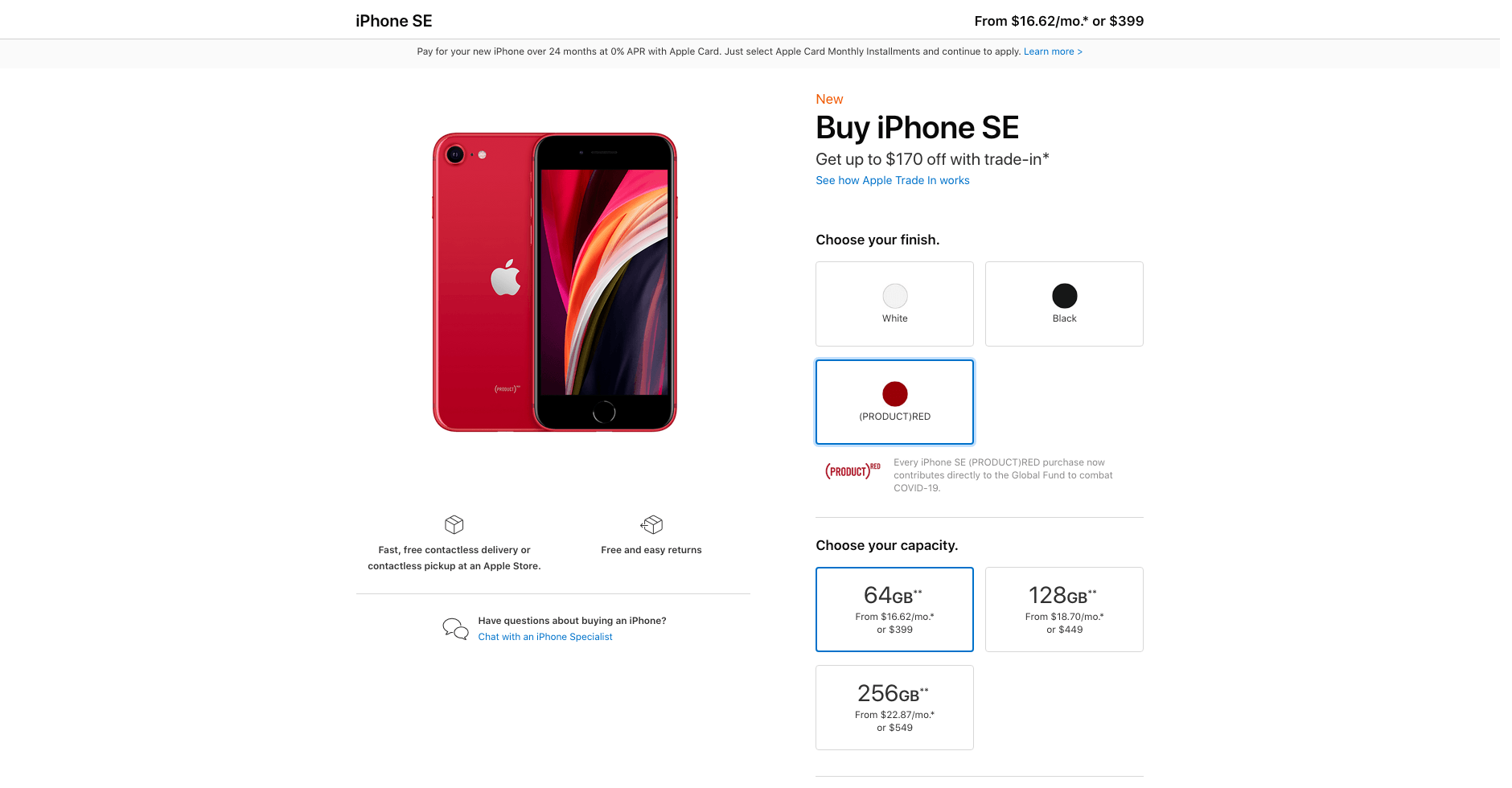 iPhone SE strona produktu