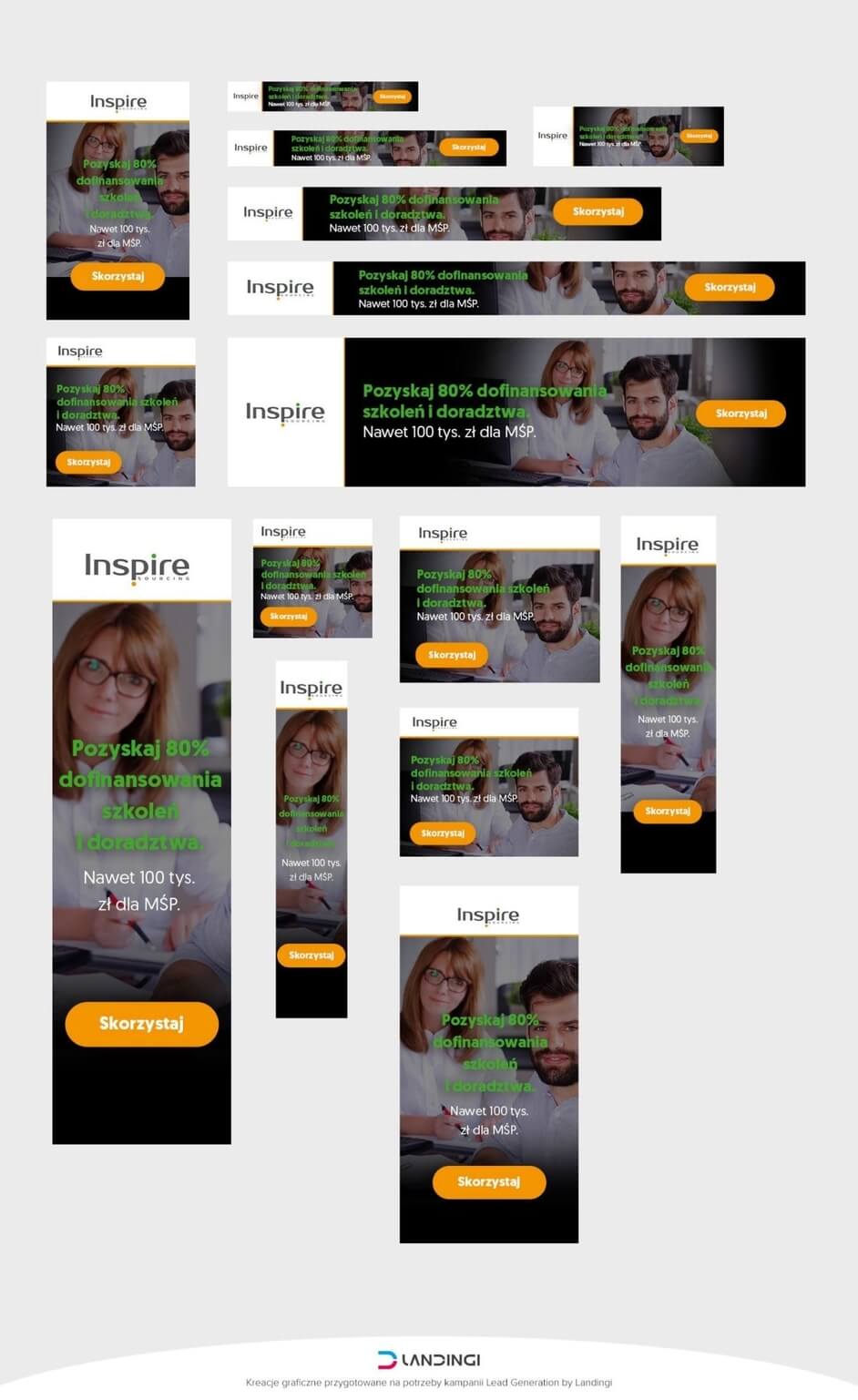 Banery reklamowe typu display przygotowane dla firmy Inspire