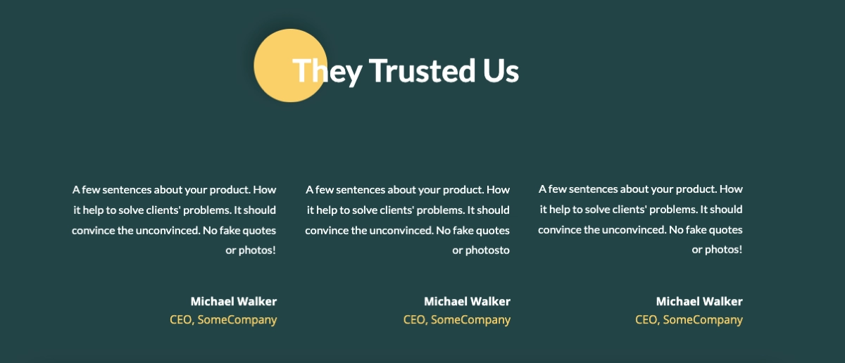 landing page template with testimonials