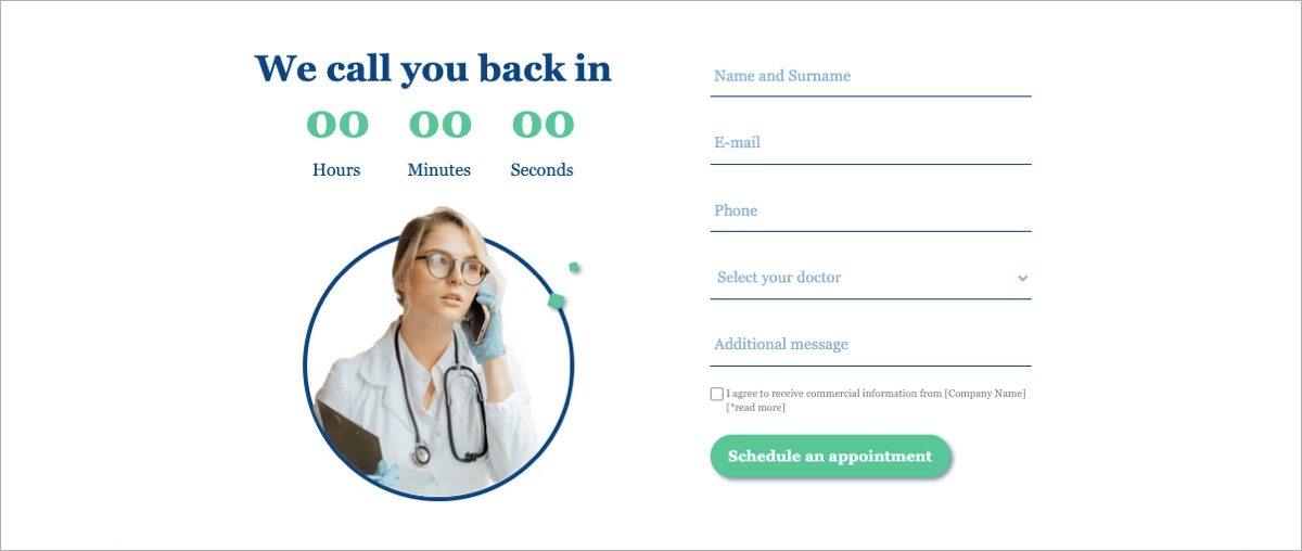 Health service landing page template