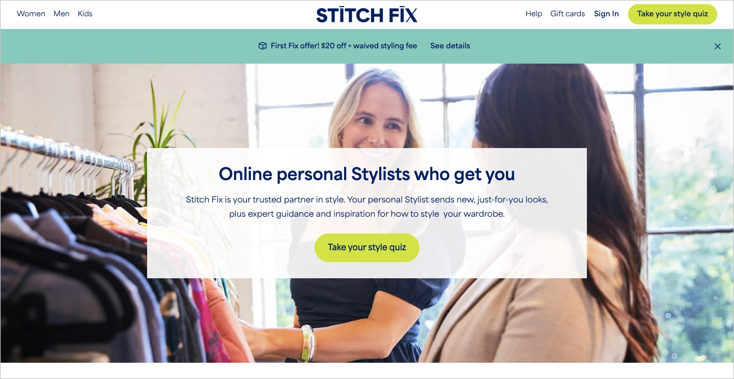 Service landing page example