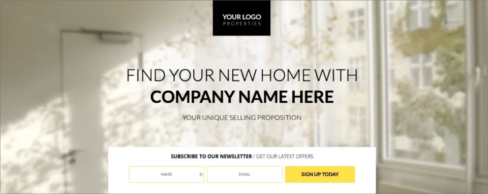 Landing page template for sign up