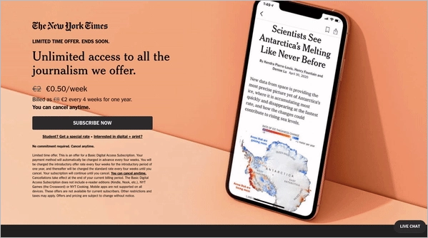 click-through landing page example