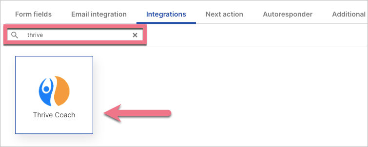Thrive Coach integration in Landingi editor