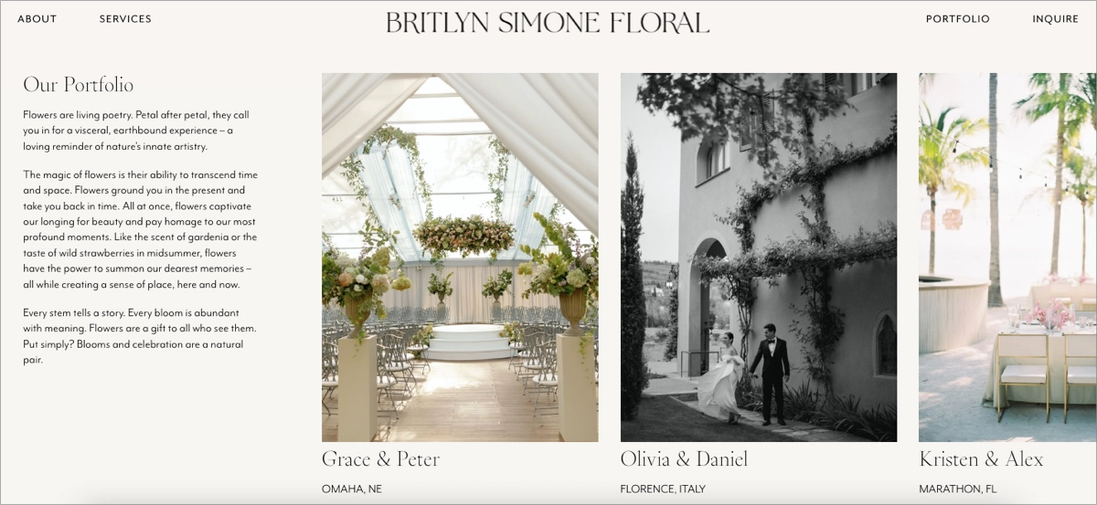 creative business portfolio landing page