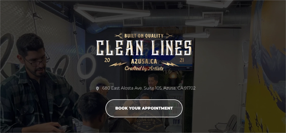 Exemple de beauté landing page : Salon de coiffure Clean Lines