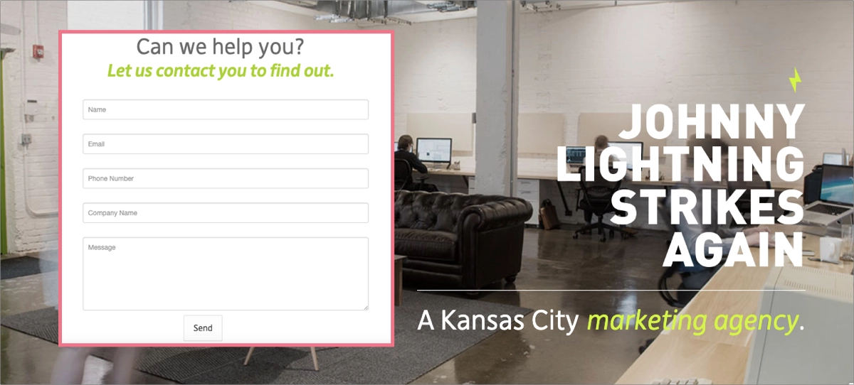 simple form on the agency landing page