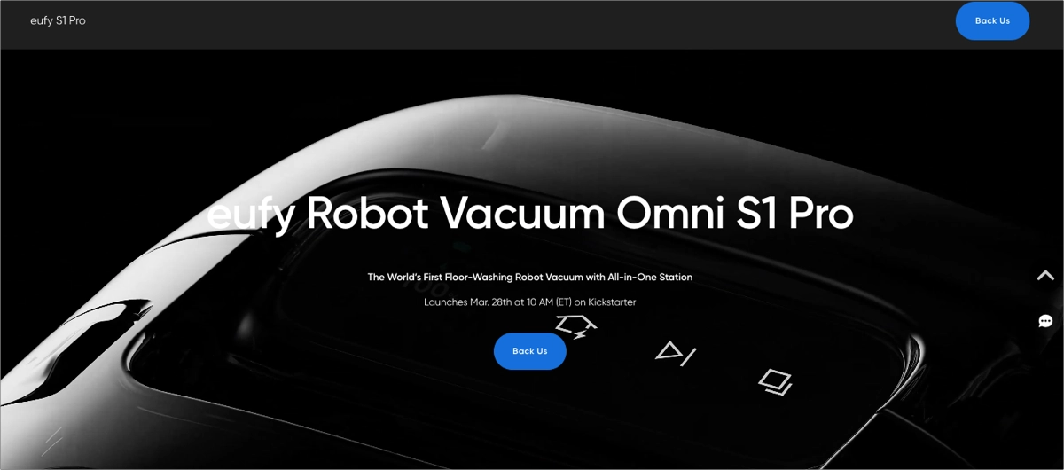 página de destino de lançamento do kickstarter