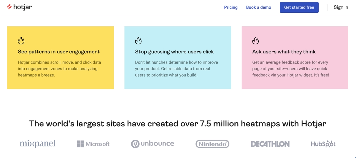 heatmaps to track landing page