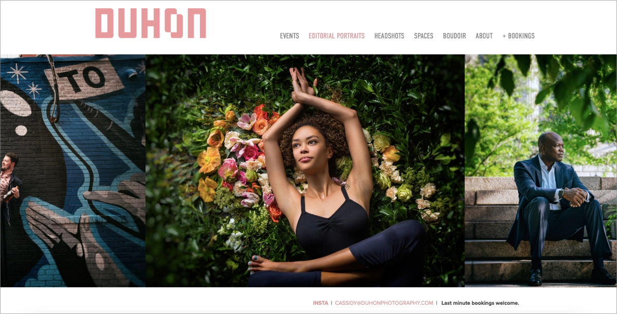 photographer portfolio landing page example